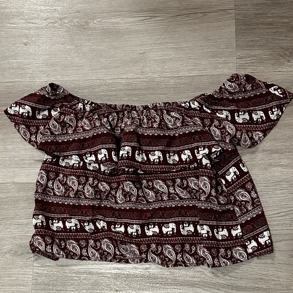 Women’s Cropped Maroon Boho Top